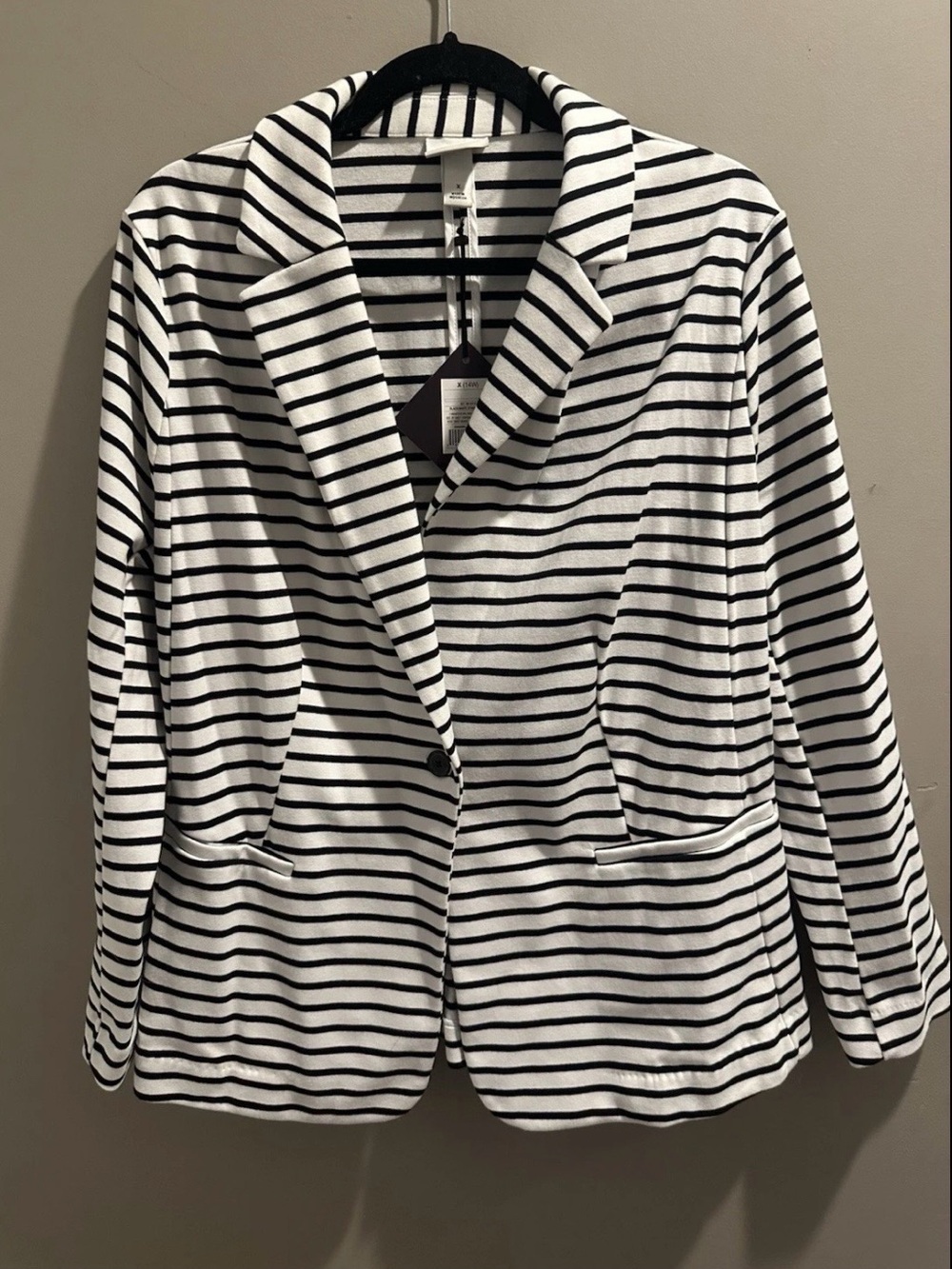 Ava & Viv White and Black Striped Blazer